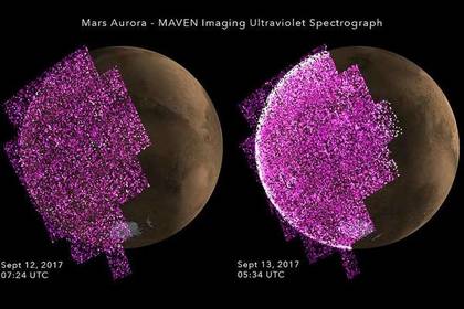 НАСА зафиксировало крупнейшее сияние на Марсе