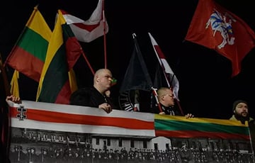 Беларусы и литовцы прошли по улицам Вильнюса с баннером «Вместе против русского мира»