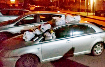 В Минске автомобиль из Гродно обложили мусорными пакетами