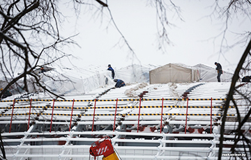 В Минске на крыше стадиона «Динамо» разбили палаточный городок