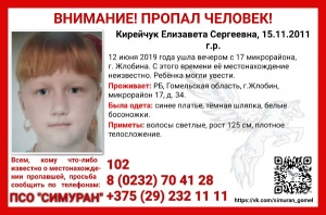 Семилетняя девочка пропала в Жлобине