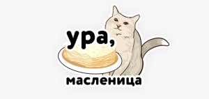 Одноклассники сделали к Масленице стикеры с котом, который выпрашивает блины