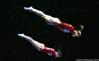 Петреня и Макштарева завоевали золото в синхронных прыжках на батуте на этапе Кубка мира