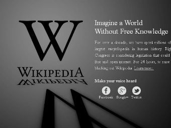 Англоязычная "Википедия" приостановила работу в знак протеста