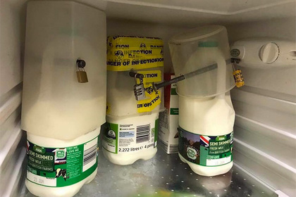 Пользователей сети восхитили самодельные замки для молока против офисных воришек