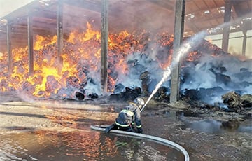 В Лиозно спасатели тушат пожар на льнозаводе: видео