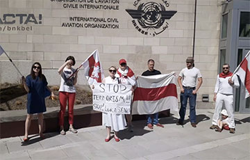 Белорусы вышли с протестом под главный офис ICAO в Монреале