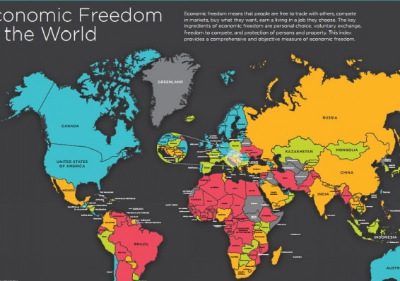 На карте Экономической свободы мира Беларусь одного цвета с Гренландией и КНДР