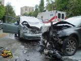 Четыре автомобиля столкнулись сегодня ночью на МКАД