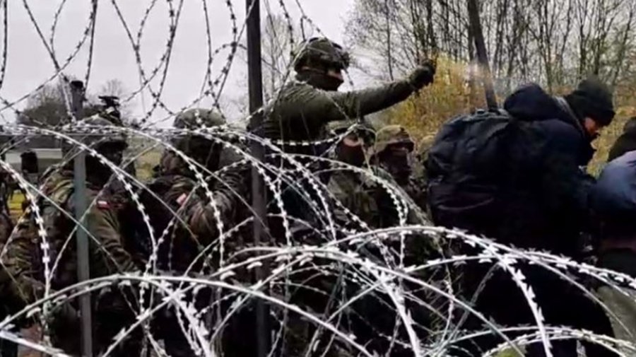 Группа нелегальных мигрантов штурмовала польскую границу при помощи бревен