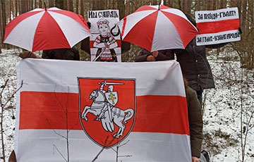 Жители Гродно с национальными флагами вышли на протест