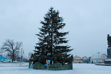 Фотофакт: Главную елку Давид-Городка украсили детскими тапками и ведерками