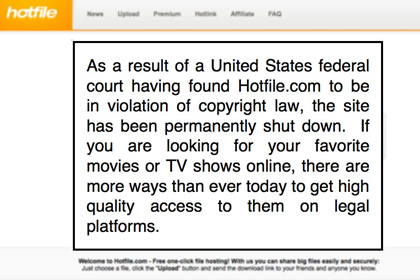 Файлообменник Hotfile закрылся по соглашению с правообладателями