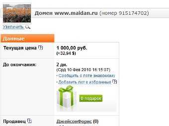 Домен maidan.ru выставили на продажу