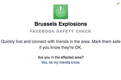 Facebook включил оповещения о безопасности после терактов в Брюсселе