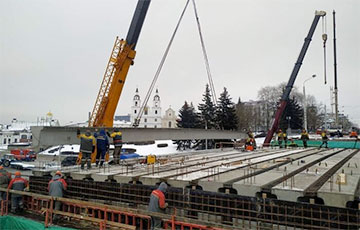 Как прямо сейчас выглядит стройка нового моста на Немиге