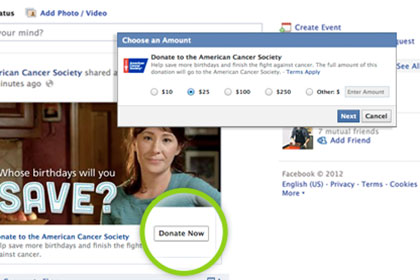 Facebook представил специальную кнопку для пожертвований